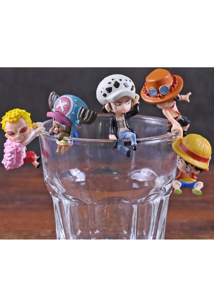 1Set Anime Cartoon Luffy Ace Chopper Law Doflamingo On The Edge Of Cup Figure Toys  - Image 1