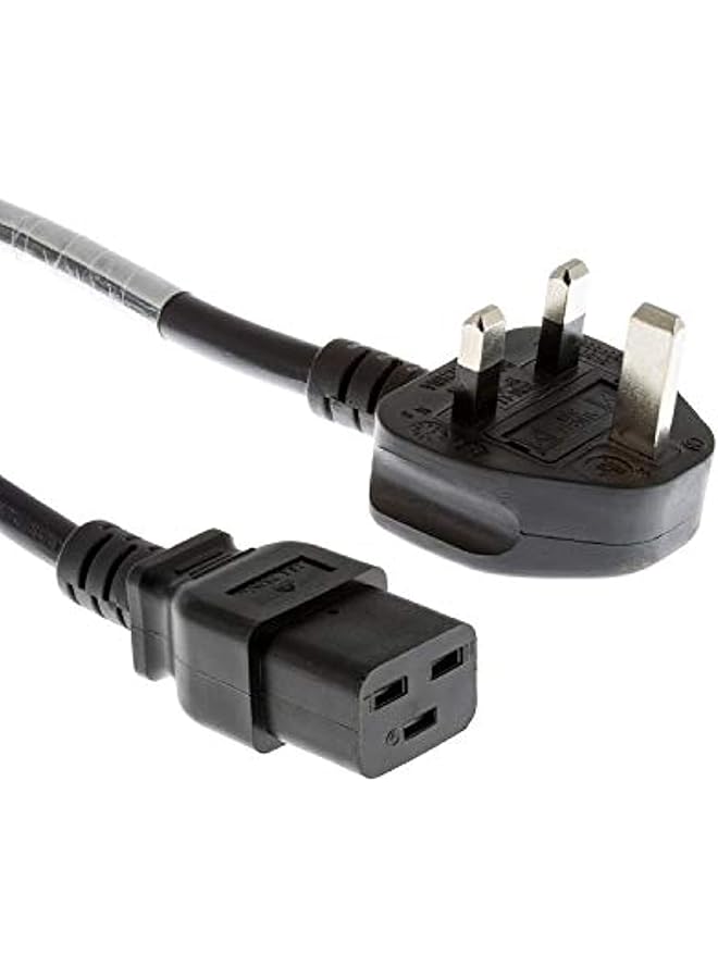 erorex C19 to UK Extension Cord – 16 AWG Heavy-Duty Power Cable, 3M Black, IEC Compatible, for UPS & PDU Devices