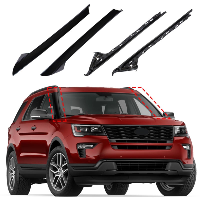 POSENG Left Right Front Windshield APillar Molding Trim Compatible with Ford Explorer 20112019 4 Door Utility Replaces BB5Z7803136AA BB5Z7803137AA BB5Z7803144AA BB5Z7803145AA inner Outer HTRACING