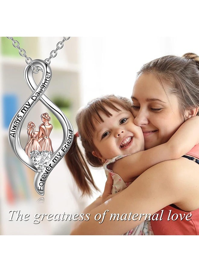 JiuAn - Mother and Daughter Necklace 925 Sterling Silver Infinity Pendant to My Daughters Jewelry  Gifts for Mom & Daughter - Image 1