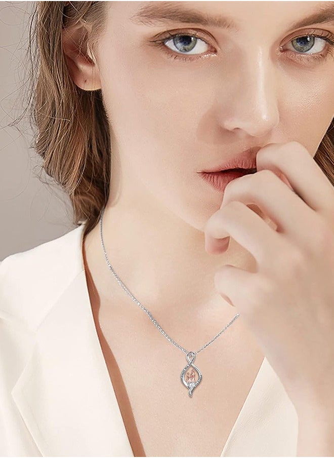 JiuAn - Mother and Daughter Necklace 925 Sterling Silver Infinity Pendant to My Daughters Jewelry  Gifts for Mom & Daughter - Image 1