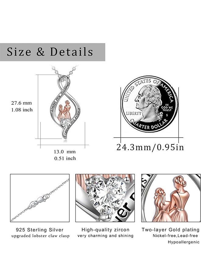 JiuAn - Mother and Daughter Necklace 925 Sterling Silver Infinity Pendant to My Daughters Jewelry  Gifts for Mom & Daughter - Image 1