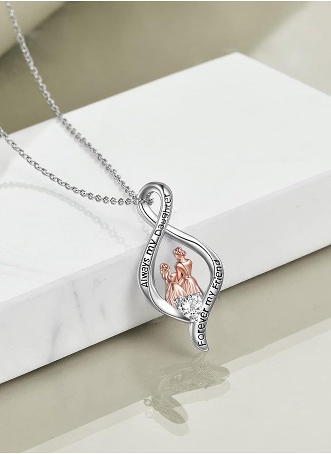 JiuAn - Mother and Daughter Necklace 925 Sterling Silver Infinity Pendant to My Daughters Jewelry  Gifts for Mom & Daughter - Image 1
