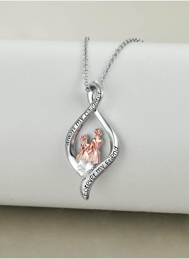 JiuAn - Mother and Daughter Necklace 925 Sterling Silver Infinity Pendant to My Daughters Jewelry  Gifts for Mom & Daughter - Image 1