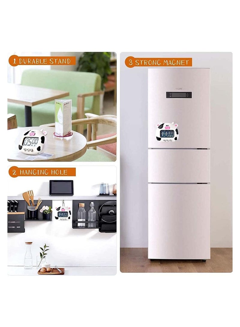 كاست ويف مؤقت المطبخ ، مؤقت العد التنازلي للعد التنازلي على شكل حيوانات كرتونية لطيفة بيضاء ، مؤقت طبخ رقمي مغناطيسي ، ساعة منبه قابلة للتعليق مع حامل ، تستخدم للطبخ والخبز للألعاب الرياضية - Image 5