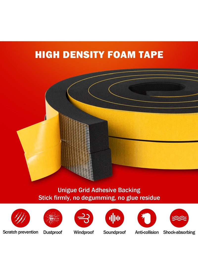 SYOSI - SYOSI Weather Stripping Door Seal Strip,High Density Foam Tape,Doors and Windows Insulation Soundproofing Weatherproof,Self Adhesive Rubber Weatherstrip Door Seal Strip 1/2''W X 1/4''T X 26'L - Image 1