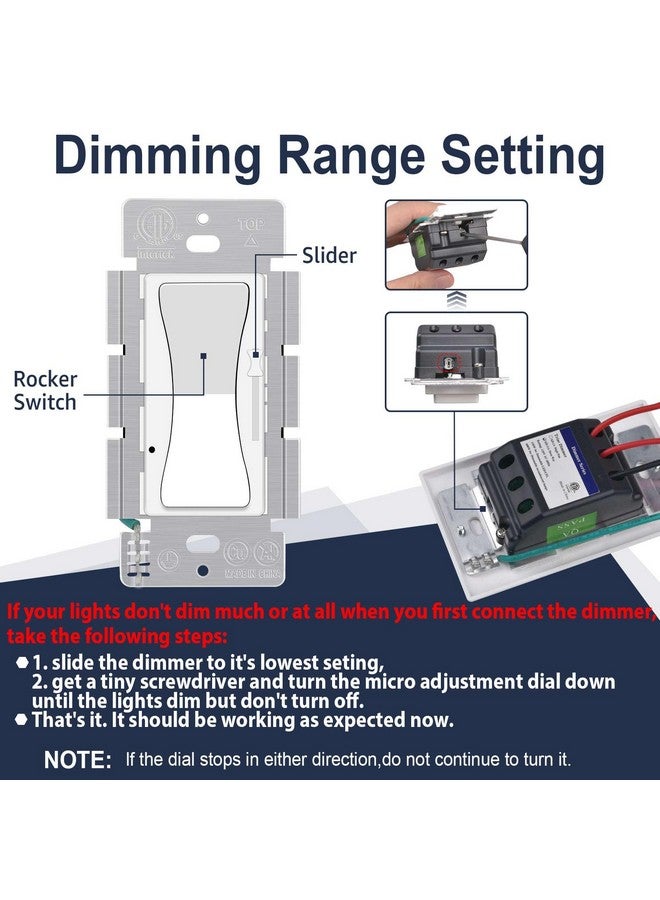 Greencycle Dimmer Light Switch,Greencycle 2PK Single Pole/3 Way Dimmer Switch for Dimmable 150W LED CFL Light,600W Halogen and Incandescent,15A 120V,Neutral Wire Not Required,Residential/Commercial,ETL Listed - Image 4
