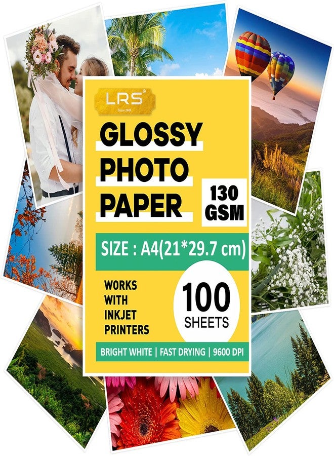 LRS Photo Paper - One Side Glossy - A4 Size - 130 GSM - Pack of 100 Sheets - Image 1