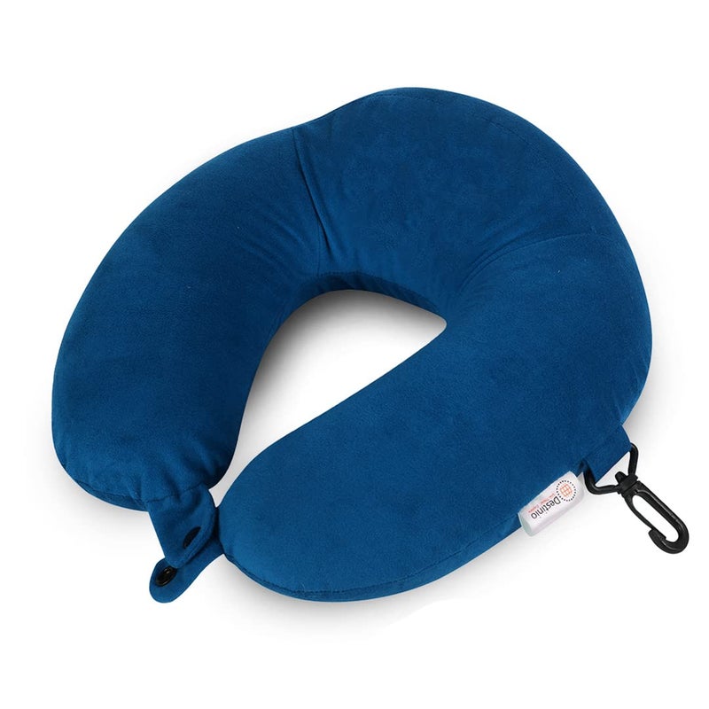 Destinio Neck Pillow for Travel Without Eye mask Memory Foam Neck Pillow Neck Pillows with Washable Cover Travel Neck Pillow Travel Pillow for Flights for Men and Women Blue Pack of 1 - Image 1