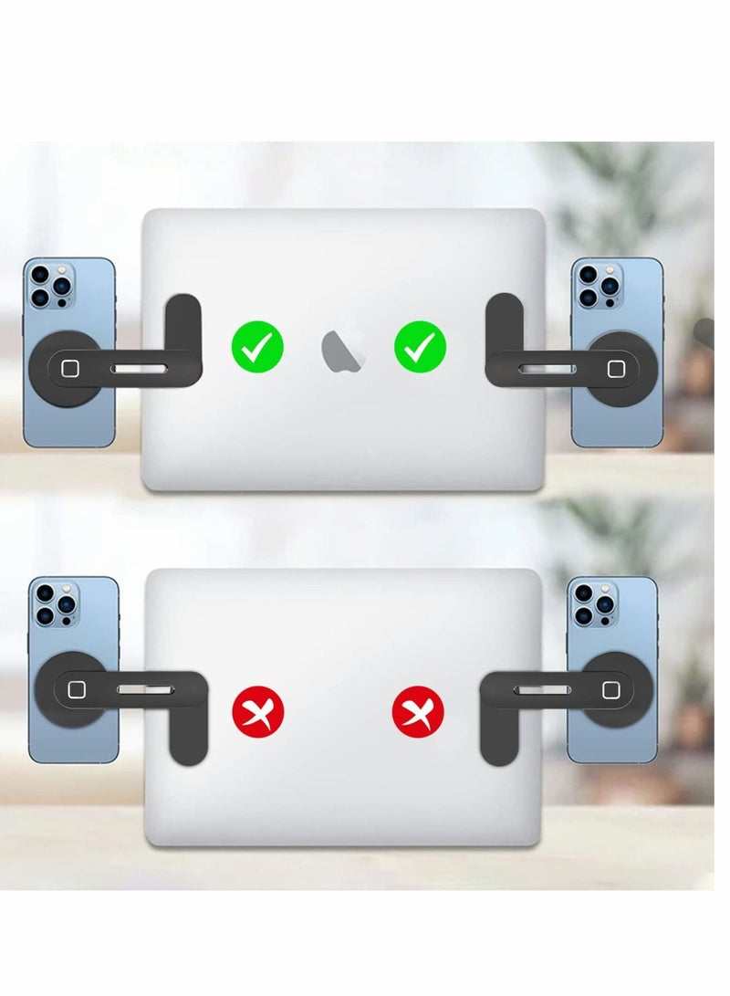 Captaintech Magnetic Laptop Phone Holder, Adjustable Computer Monitor Side Mount Clip Compatible with iPhone 14/13 / 12 Series & MagSafe Case & All Phones, Portable Foldable Computer Bracket, Black - Image 4