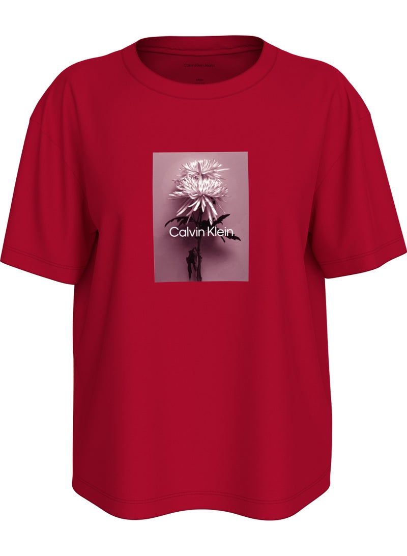 Calvin Klein Jeans Flower Logo Boxy T-Shirt - Image 1