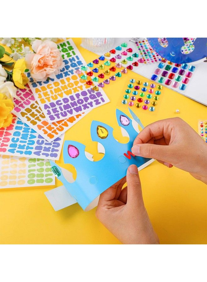 Chinco Paper Crowns Princess Prince Crown Gem Stickers Jewels Stickers Number Letter Stickers For Boys Girls Adults Diy Birthday Party Crown Hats Decoration Favor Supplies (38 Pieces) - Image 4