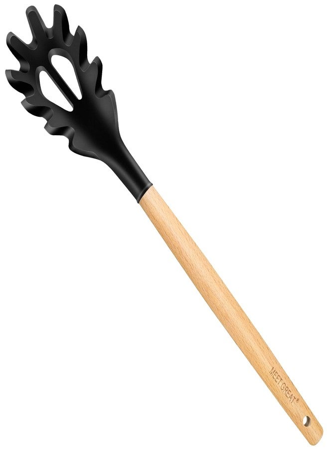 MEET GREAT Premium Spaghetti Spoon Pasta Fork, Silicone Pasta Spoon with Teeth and Wood Handle, Non-Scratch Pasta Server for Spaghetti, Noodles, and All Pasta Types MEET GREAT - Image 1