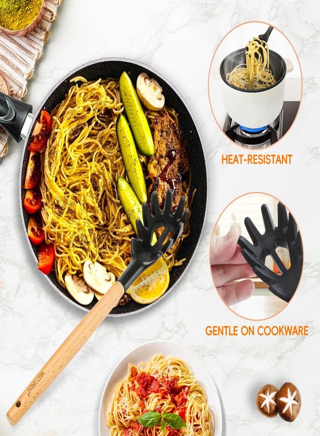 MEET GREAT Premium Spaghetti Spoon Pasta Fork, Silicone Pasta Spoon with Teeth and Wood Handle, Non-Scratch Pasta Server for Spaghetti, Noodles, and All Pasta Types MEET GREAT - Image 5