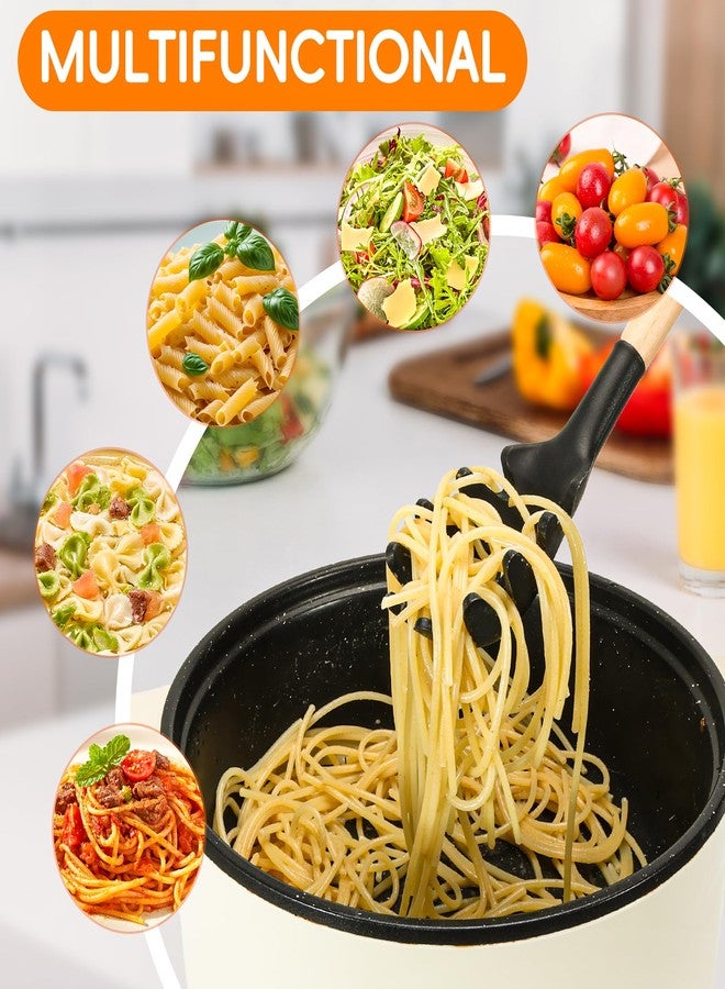 MEET GREAT Premium Spaghetti Spoon Pasta Fork, Silicone Pasta Spoon with Teeth and Wood Handle, Non-Scratch Pasta Server for Spaghetti, Noodles, and All Pasta Types MEET GREAT - Image 3