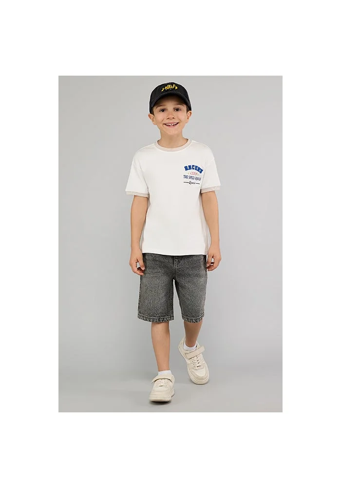 أر أند بي Washed Denim Shorts with Button Closure