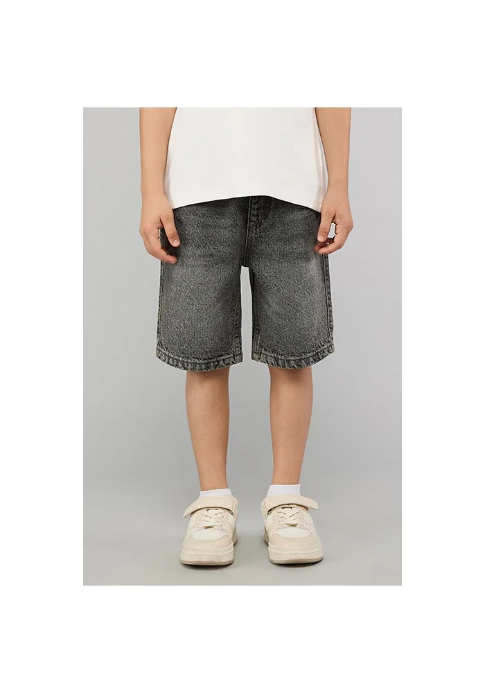 أر أند بي Washed Denim Shorts with Button Closure