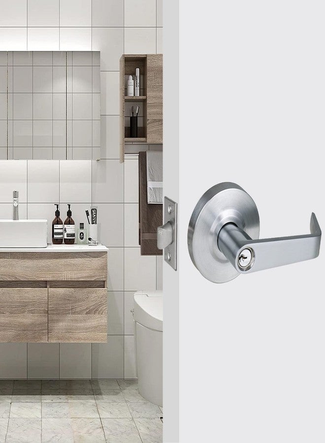 HISAFE Heavy Duty Commercial Grade 2 Keyed Entry Door Lever, Satin Chrome Finished ADA Commercial Handle, UL 3 Hour Fire Rated Ergonomic Lever for Exterior Door and Front Door, 70mm Latch - Image 5