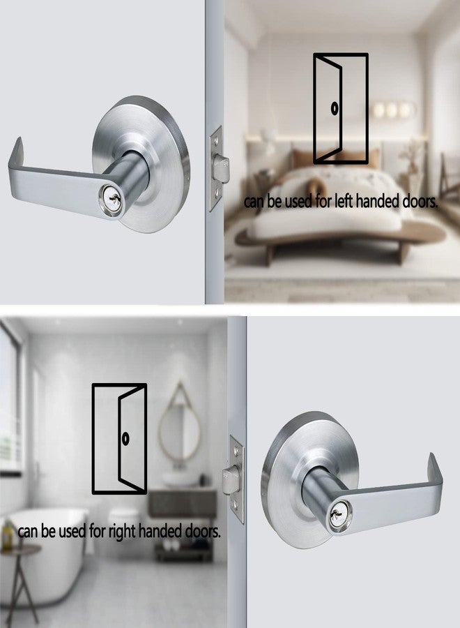 HISAFE Heavy Duty Commercial Grade 2 Keyed Entry Door Lever, Satin Chrome Finished ADA Commercial Handle, UL 3 Hour Fire Rated Ergonomic Lever for Exterior Door and Front Door, 70mm Latch - Image 3