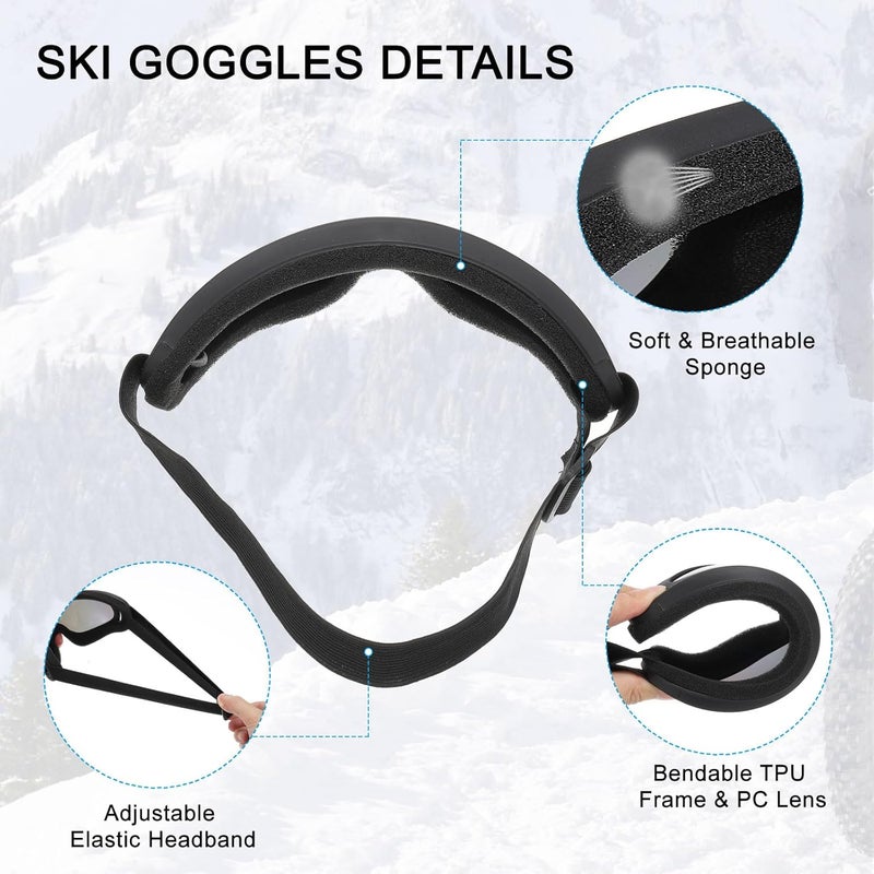 PATIKIL 3 Pcs Dirt Bike Goggles with Colorful, Brown, and Blue Lenses for Motorcycle and Skiing - Image 3