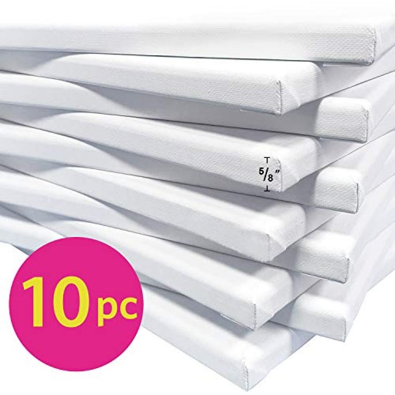 PHOENIX Stretched Canvas for Painting 8x10 Inch/10 Value Pack, 8 Oz Triple Primed 5/8 Inch Profile 100% Cotton White Blank Canvas, Artist Framed Canvas for Oil Acrylic & Pouring Art - Image 2