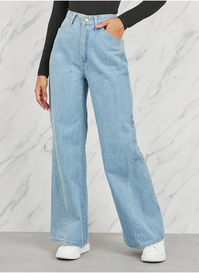 Styli High Rise Wide Leg Jeans