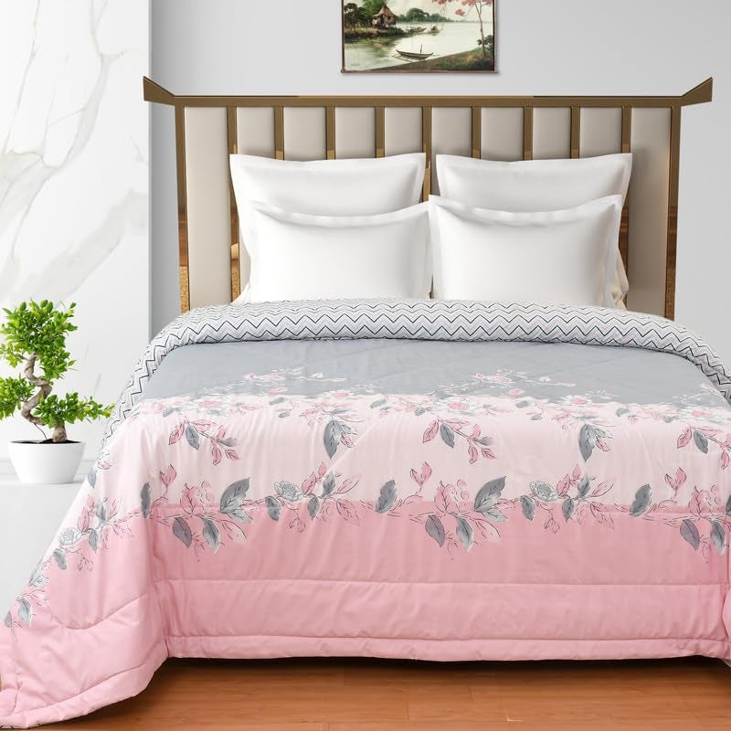 Florida AC Comforter Made of Microfiber 200 GSM Duvet for Double Bed/Quilt Blanket Lightweight for All Weather-Rose01| TC - 144 - Image 5
