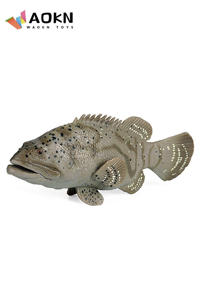 WAOKN Simulated Grouper Model Realistic Epinepheluss Figurines Plastic Grouper Wildlife World Safari Animals Figures for Collection Science Educational Toy  - Image 1