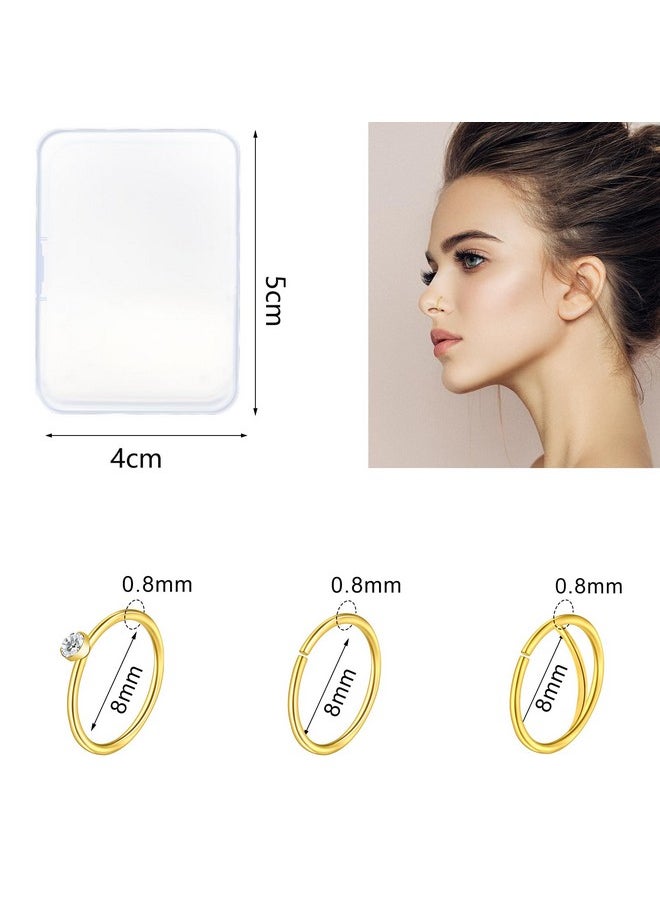 ONESING - 40 Pcs Gold Nose Rings For Women Men 20G Nose Piercing With Nose Ring Hoops L Shape Nose Studs Nose Screw Stainless Steel Nose Studs Cz Heart Star Hypoallergenic Nose Piercing Jewelry - Image 1