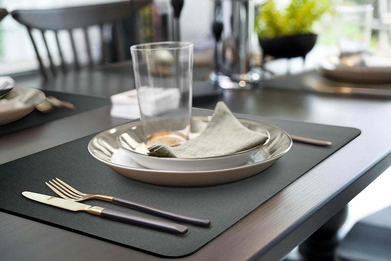 More Decor More Décor Faux Leather Placemats for Dining and Kitchen Table - Stain and Heat Resistant, Anti-Slip, Wipable and Washable - Set of 4 and 6 - Solid Colors (Solid Black, 4) - Image 2