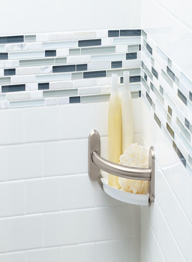 Moen LR2354DBN Bathroom Safety 9-Inch Curved Bathroom Grab Bar with Integrated Corner Shelf, Brushed Nickel - Image 5