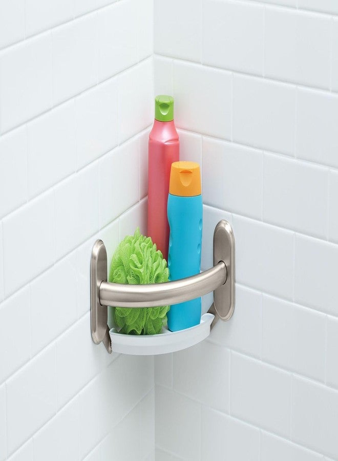 Moen LR2354DBN Bathroom Safety 9-Inch Curved Bathroom Grab Bar with Integrated Corner Shelf, Brushed Nickel - Image 2