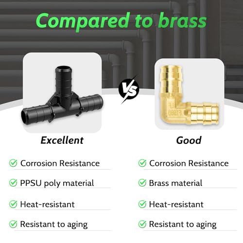 VINTEX 12 Poly PPSU Barb Crimp PEX Fitting30pcs Plumbing Fitting Combo10pcs Each ElbowsTeesStraight CouplingsSuitable For Pex Piping SystemsNo Lead Material12 Inch - Image 3