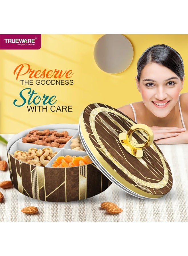 Trueware طقم ترووير روما الفاخر للتخزين والتقديم والهدايا | خالٍ من مادة BPA | مناسب للطعام | لتقديم الفواكه المجففة | هدية مثالية لعيد ديوالي | سعة كل حجرة 350 مل، إجمالي السعة 1400 مل - Image 2
