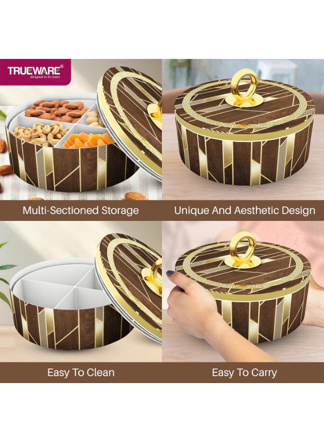Trueware طقم ترووير روما الفاخر للتخزين والتقديم والهدايا | خالٍ من مادة BPA | مناسب للطعام | لتقديم الفواكه المجففة | هدية مثالية لعيد ديوالي | سعة كل حجرة 350 مل، إجمالي السعة 1400 مل - Image 4