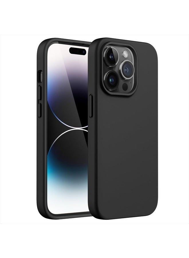 Jetech جراب سيليكون لهاتف iPhone 14 Pro Max مقاس 6.7 بوصة، جراب حماية كامل الجسم بملمس حريري ناعم، غطاء مقاوم للصدمات مع بطانة من الألياف الدقيقة (أسود) - Image 1