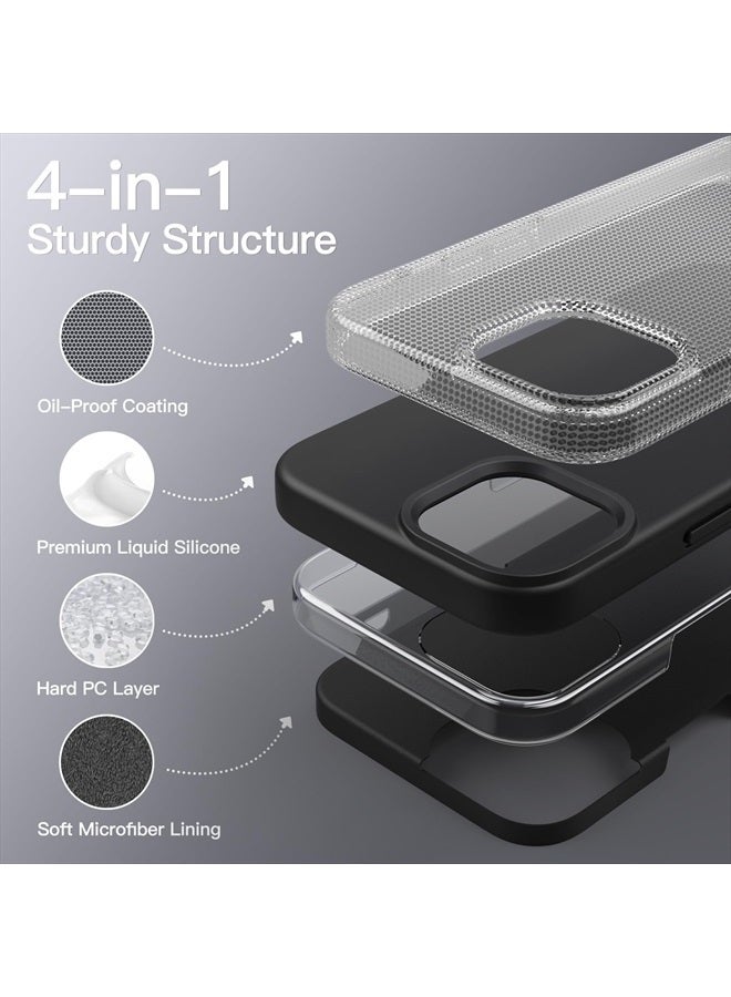 Jetech جراب سيليكون لهاتف iPhone 14 Pro Max مقاس 6.7 بوصة، جراب حماية كامل الجسم بملمس حريري ناعم، غطاء مقاوم للصدمات مع بطانة من الألياف الدقيقة (أسود) - Image 3