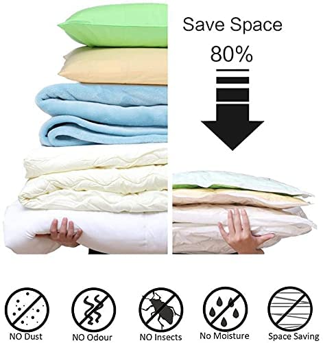 AEKDO Reusable Ziplock Vacuum Storage Space Saver Bags for Clothes with Travel Hand Pump2S40cmx60cm 2M 50cmx70cm 1L60cmx80cm Small2Medium2Large 1 Pack of 5 PP Multicolour - Image 4