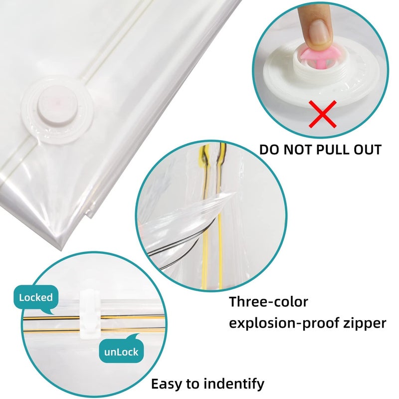 AEKDO Reusable Ziplock Vacuum Storage Space Saver Bags for Clothes with Travel Hand Pump2S40cmx60cm 2M 50cmx70cm 1L60cmx80cm Small2Medium2Large 1 Pack of 5 PP Multicolour - Image 2