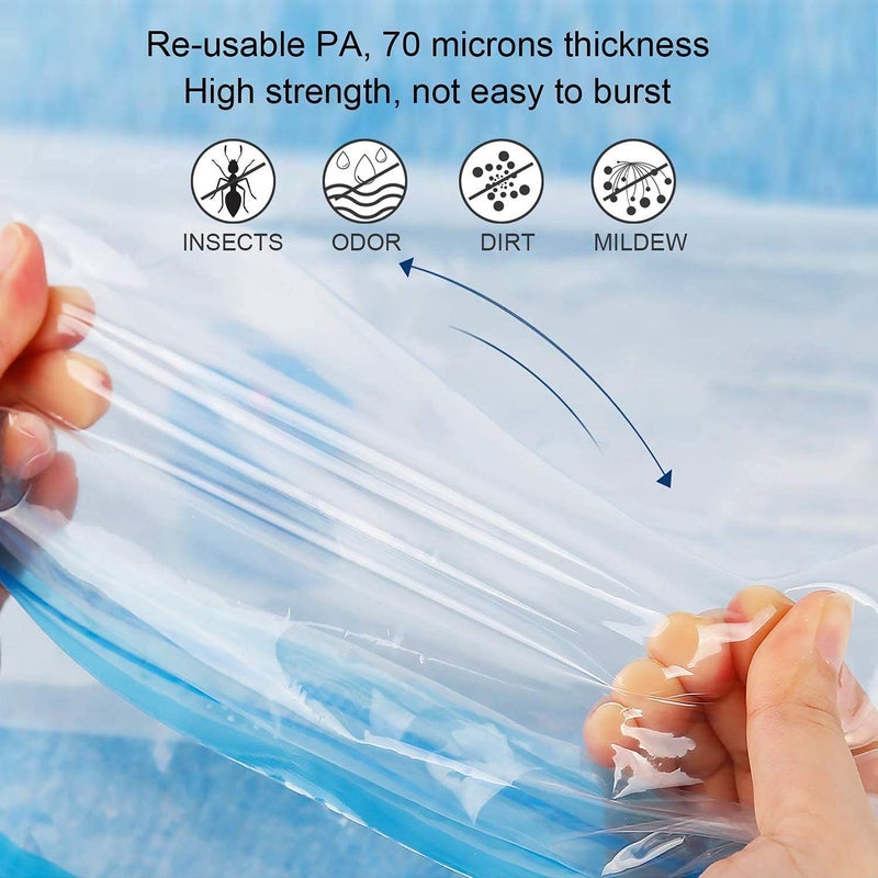 AEKDO Reusable Ziplock Vacuum Storage Space Saver Bags for Clothes with Travel Hand Pump2S40cmx60cm 2M 50cmx70cm 1L60cmx80cm Small2Medium2Large 1 Pack of 5 PP Multicolour - Image 3