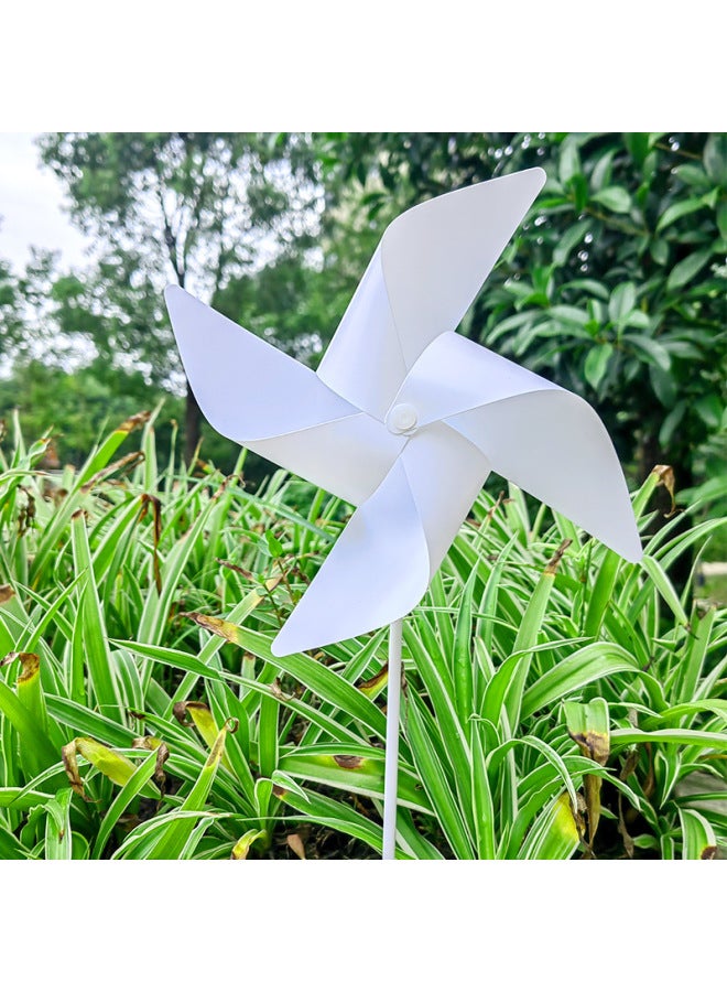 Pure White Windmill Children's Handmade Outdoor Kindergarten Scenic Spot Layout Studio Shooting Props School Desktop Decoration-Color:21cm [6 Leaves White] 30 Hollow Rod + Sucker-Specifications:10