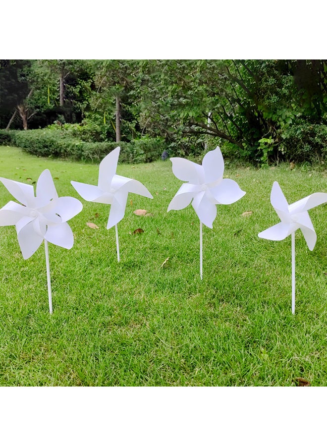 Pure White Windmill Children's Handmade Outdoor Kindergarten Scenic Spot Layout Studio Shooting Props School Desktop Decoration-Color:21cm [6 Leaves White] 30 Hollow Rod + Sucker-Specifications:10