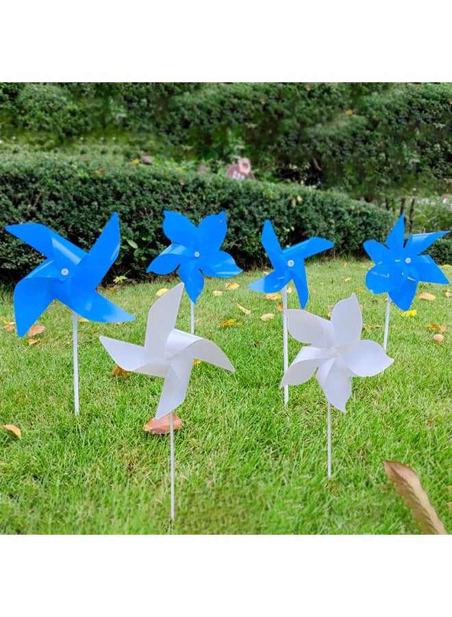 Pure White Windmill Children's Handmade Outdoor Kindergarten Scenic Spot Layout Studio Shooting Props School Desktop Decoration-Color:21cm [6 Leaves White] 30 Hollow Rod + Sucker-Specifications:10