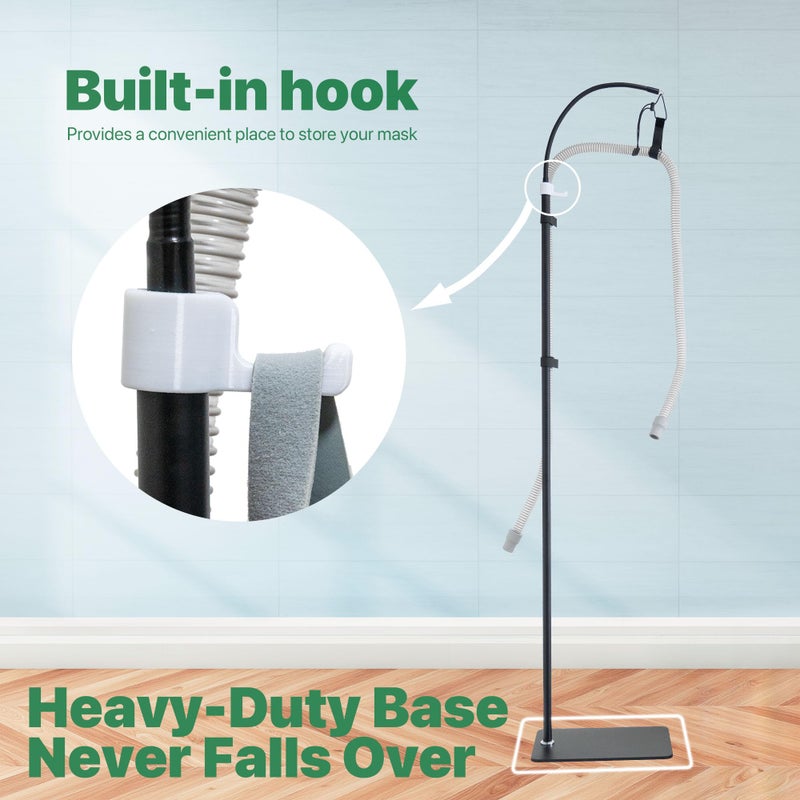 Mt.Jun CPAP Hose Holder Stand for Improving Sleep Comfort- Customizable Height & Position for All Bed Heights, Includes Mask Hook & Tube Straps, Prevents Hose Pulling & Tangling - Image 4