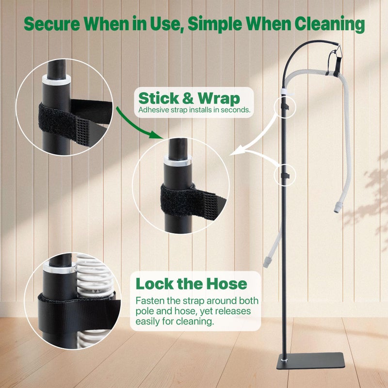 Mt.Jun CPAP Hose Holder Stand for Improving Sleep Comfort- Customizable Height & Position for All Bed Heights, Includes Mask Hook & Tube Straps, Prevents Hose Pulling & Tangling - Image 5