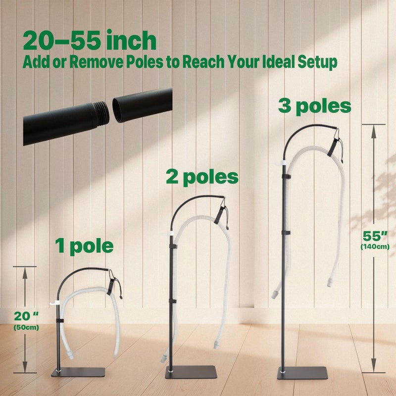 Mt.Jun CPAP Hose Holder Stand for Improving Sleep Comfort- Customizable Height & Position for All Bed Heights, Includes Mask Hook & Tube Straps, Prevents Hose Pulling & Tangling - Image 2