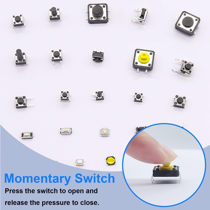 TWTADE Micro Momentary Tactile Push Button Switch 26 Values 4 pin/3 pin/2 pin Tact Switch Assortment Kit (260Pcs) - Image 3