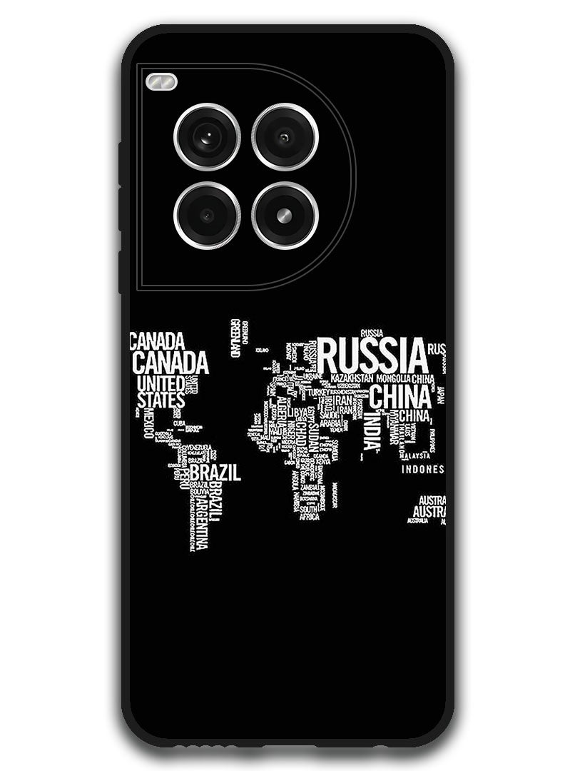Theodor Protective Case Anti Scratch Shock Proof Bumper Cover For OnePlus Ace 3 Pro Written World Map - Image 1