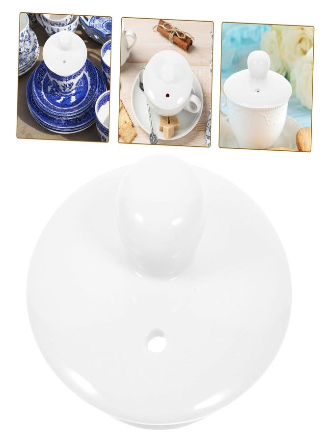 FUNOMOCYA Universal White Ceramic Teapot Lid Polished Tea Ware Replacement Lid for Tea Cup and Teapot Fits Most Standard Sizes and Elegant Design for Home Kitchen and Restaurant - Image 4