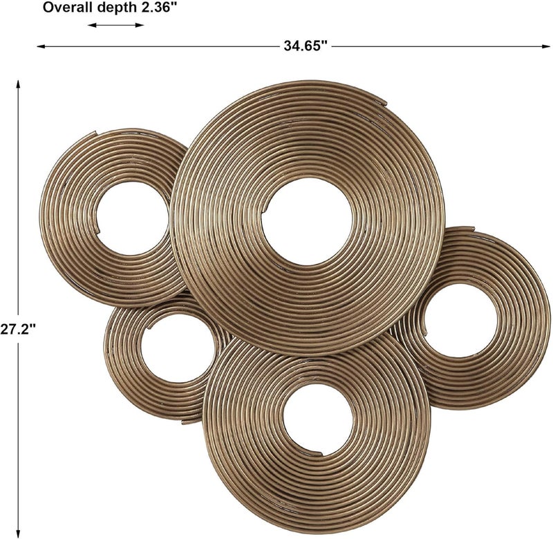 Uttermost Uttermost Ahmet 34 34 W Layered Rings Gold Metal Wall Art  - Image 3